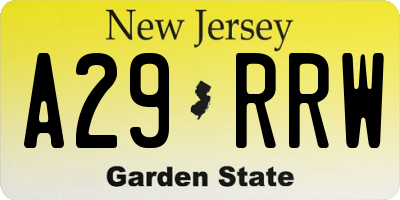 NJ license plate A29RRW