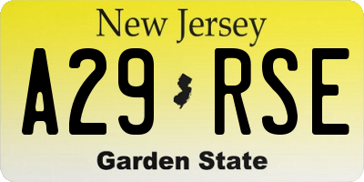 NJ license plate A29RSE