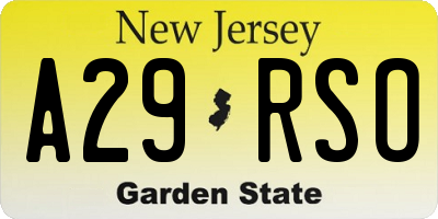 NJ license plate A29RSO