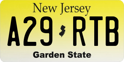 NJ license plate A29RTB