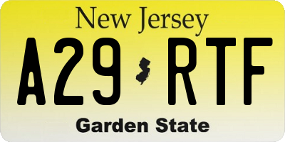 NJ license plate A29RTF