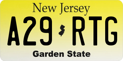 NJ license plate A29RTG