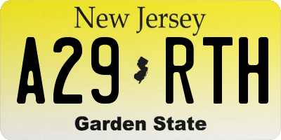 NJ license plate A29RTH