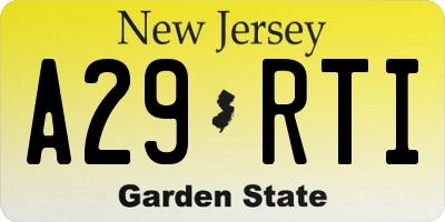 NJ license plate A29RTI