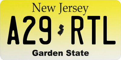 NJ license plate A29RTL