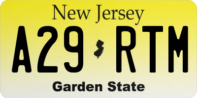 NJ license plate A29RTM