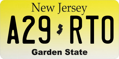 NJ license plate A29RTO