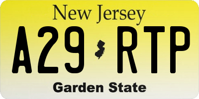 NJ license plate A29RTP