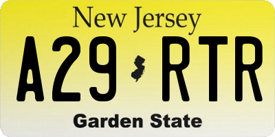 NJ license plate A29RTR