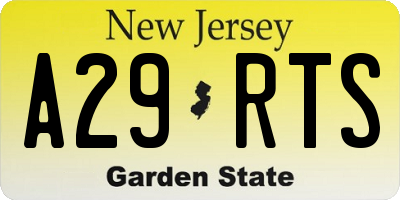 NJ license plate A29RTS