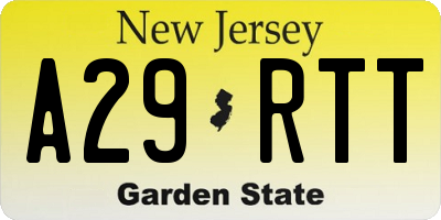 NJ license plate A29RTT