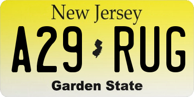 NJ license plate A29RUG