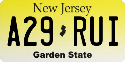 NJ license plate A29RUI