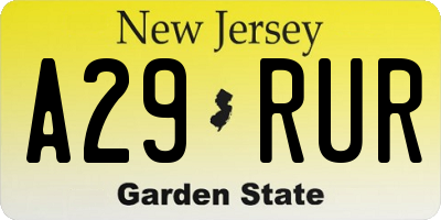 NJ license plate A29RUR