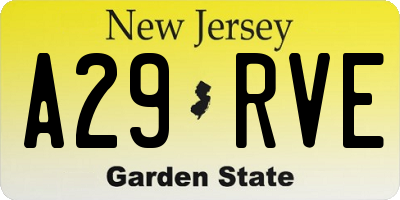 NJ license plate A29RVE