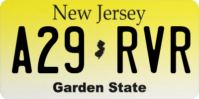NJ license plate A29RVR