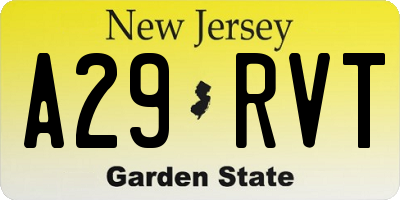 NJ license plate A29RVT