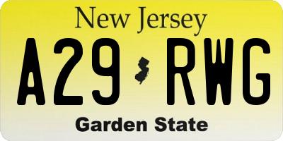 NJ license plate A29RWG