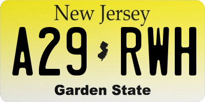NJ license plate A29RWH