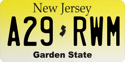 NJ license plate A29RWM