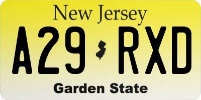 NJ license plate A29RXD