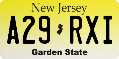 NJ license plate A29RXI