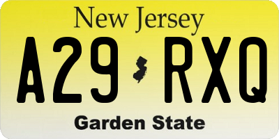NJ license plate A29RXQ