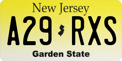 NJ license plate A29RXS
