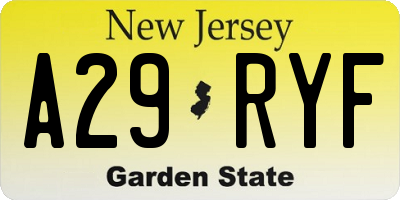 NJ license plate A29RYF