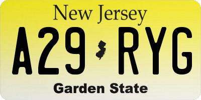 NJ license plate A29RYG