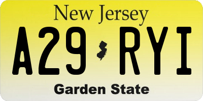 NJ license plate A29RYI