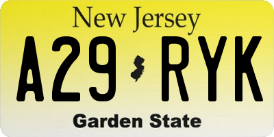 NJ license plate A29RYK