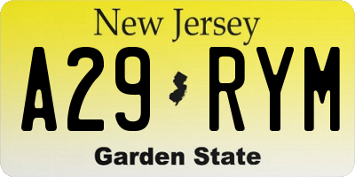 NJ license plate A29RYM