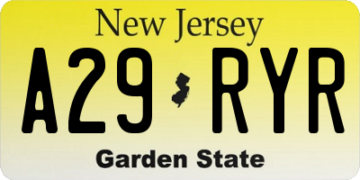 NJ license plate A29RYR