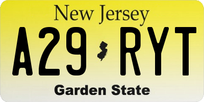 NJ license plate A29RYT