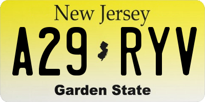 NJ license plate A29RYV