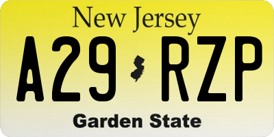 NJ license plate A29RZP