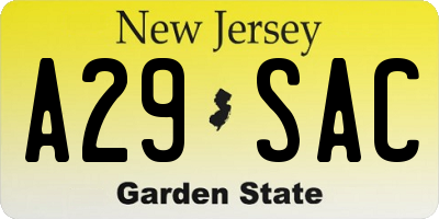 NJ license plate A29SAC