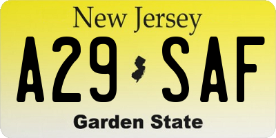 NJ license plate A29SAF
