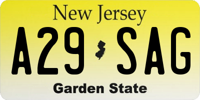NJ license plate A29SAG