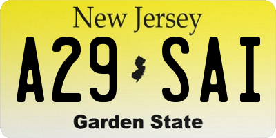 NJ license plate A29SAI