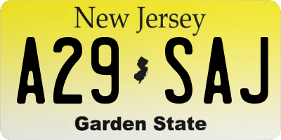 NJ license plate A29SAJ