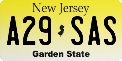 NJ license plate A29SAS
