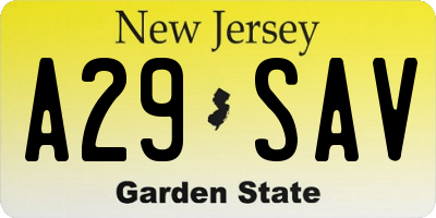 NJ license plate A29SAV