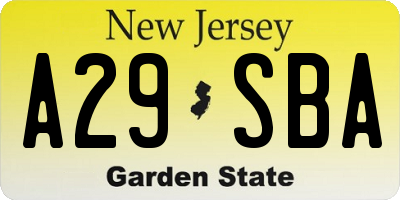 NJ license plate A29SBA