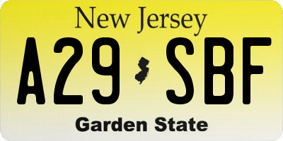 NJ license plate A29SBF