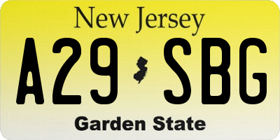 NJ license plate A29SBG