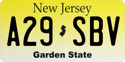 NJ license plate A29SBV