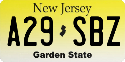 NJ license plate A29SBZ