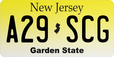 NJ license plate A29SCG